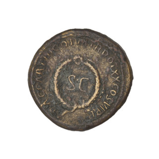 Trajan (53–117; Roman Emperor 98–117). Bronze coin (weight 8.45 g), 114–117 CE, Roman Empire