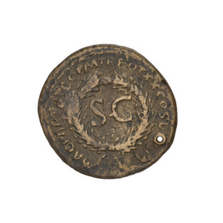 Countermarked, Trajan (53–117; Roman Emperor 98–117). Obverse: head of Trajan in radiant crown