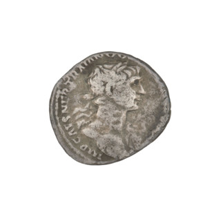 Denarius, Trajan (53–117; Roman emperor 98–117). Obverse: head of Trajan with laurel wreath facing