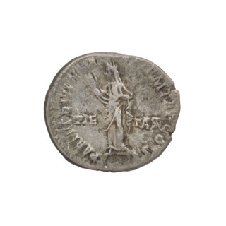 denarius, Hadrian (76–138; Roman emperor 117–138), laurel wreaths, heads, Pietas (personification).