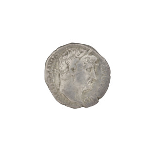 Denarius of Hadrian (76–138; Roman emperor 117–138). Obverse: head of Hadrian in laurel wreath