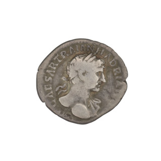 Denarius, Hadrian (76–138; Roman emperor 117–138). Obverse: head of Hadrian right, laurel wreath in