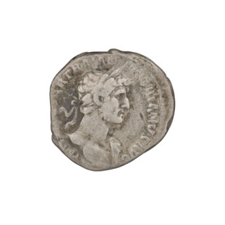 denarius, Hadrian (76–138; Roman emperor 117–138); obverse: bust of Hadrian right, laurel wreath in