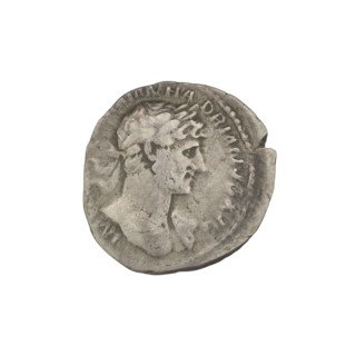 Denarius, Hadrian (76–138; Roman emperor 117–138). Obverse: bust of Hadrian right, laurel wreath in