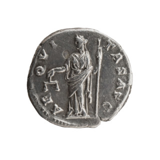 Denarius of Antoninus Pius (86–161; Roman emperor 138–161), 140–144. Obverse: Head of Antoninus