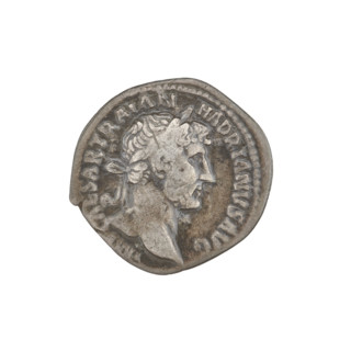 Denarius, Hadrian (76–138; Roman emperor 117–138). Obverse: head of Hadrian right, laurel wreath in