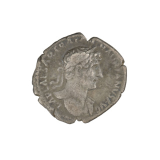 Denarius, Hadrian (76–138; Roman emperor 117–138). Obverse: bust of Hadrian right, laurel wreath in