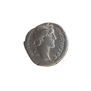 Denarius of Antoninus Pius (86–161; Roman Emperor 138–161). Obverse: Head of Antoninus Pius in