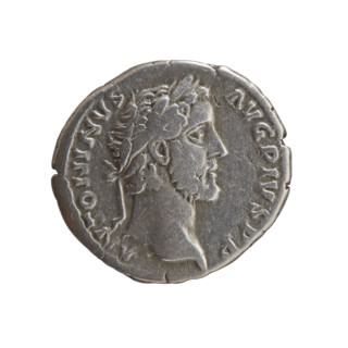Denarius of Antoninus Pius (86–161; Roman emperor 138–161), c. 140–144. Obverse: Head of Antoninus