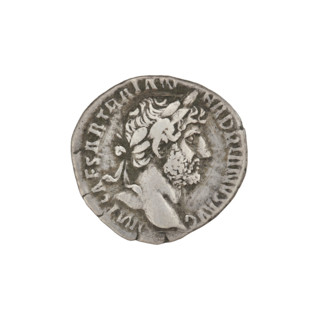 Denarius, Hadrian (76–138; Roman emperor 117–138). Obverse: bust of Hadrian right, laurel wreath in