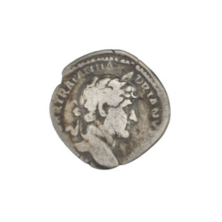 Denarius, Hadrian (76–138; Roman emperor 117–138). Obverse: bust of Hadrian right, laurel wreath in