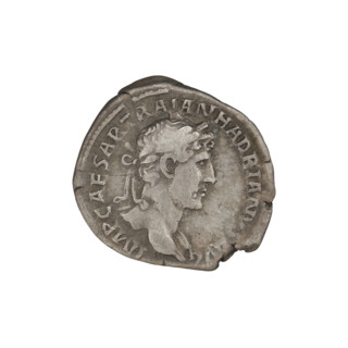 Denarius of Hadrian (76–138; Roman emperor 117–138). Obverse: bust of Hadrian facing right,