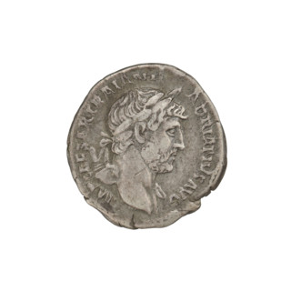 Denarius, Hadrian (76–138; Roman emperor 117–138). Obverse: bust of Hadrian right, laurel wreath in