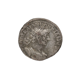 Denarius of Hadrian (76–138; Roman emperor 117–138). Obverse: bust of Hadrian right,