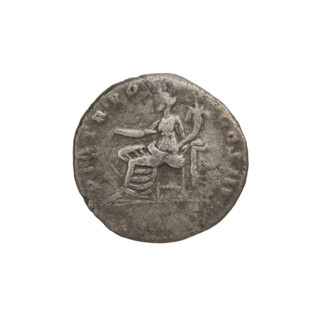 Denarius of Hadrian (reigned 117–138), 119–122 CE, Rome. Obverse: laureate bust of Hadrian right;