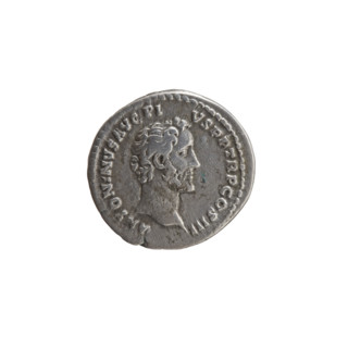 Denarius of Antoninus Pius (86–161; Roman emperor 138–161). Obverse: Head of Antoninus Pius bare,