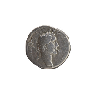 Denarius of Antoninus Pius (86–161; Roman Emperor 138–161). Obverse: Head of Antoninus Pius in a