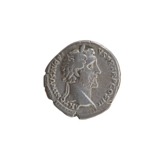 Denarius of Antoninus Pius (86–161; Roman Emperor 138–161), c. 140–144. Obverse: Head of Antoninus