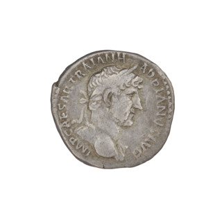 Denarius, Hadrian (76–138; Roman emperor 117–138). Obverse: bust of Hadrian right, laurel wreath in