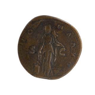 Sestertius, Antoninus Pius (86–161; Roman emperor 138–161), issuer; obverse: bust of Antoninus Pius