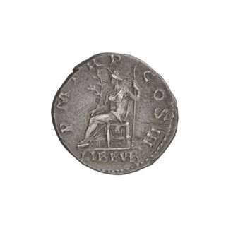 Denarius, Hadrian (76–138; Roman emperor 117–138). Obverse: bust of Hadrian with laurel wreath and