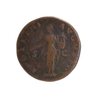 Sestertius, Antoninus Pius (86–161; Roman emperor 138–161), obverse: Bust of Antoninus Pius in a