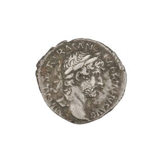 Denarius of Hadrian (reigned 117–138 CE), 119–122 CE, Rome. Obverse: bust of Hadrian with laurel