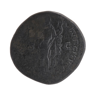 Sestertius of Antoninus Pius (86–161; Roman emperor 138–161). Obverse: head of the emperor in a