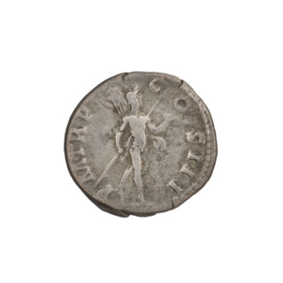 Denarius of Hadrian (AD 119–122). Obverse: Laureate bust of Hadrian facing right; rim inscription