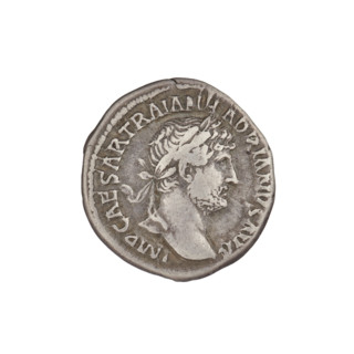 Denarius, Hadrian (76–138; Roman emperor 117–138). Obverse: bust of Hadrian with a laurel wreath