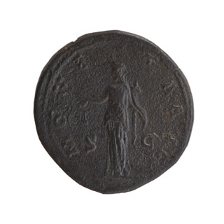 Sestertius, Antoninus Pius (86–161; Roman emperor 138–161) — obverse: head of the emperor in a