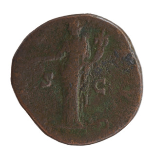Sestertius; issuer: Antoninus Pius (86–161; Roman emperor 138–161). Obverse: head of Antoninus Pius