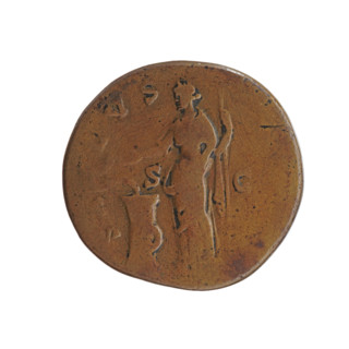 Sestertius, Antoninus Pius (86–161; Roman emperor 138–161), issuer; obverse: bust of Antoninus Pius