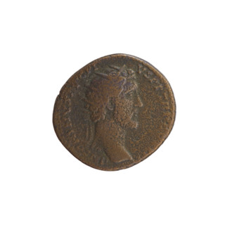 Dupondius depicting Antoninus Pius (86–161; Roman emperor 138–161), obverse: head of Antoninus Pius