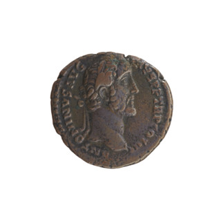Antoninus Pius (86–161; Roman emperor 138–161), issuer. Obverse: Head of Antoninus Pius in a laurel