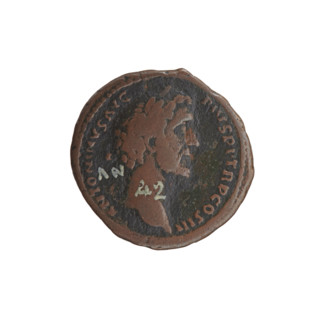 Antoninus Pius (86–161; Roman emperor 138–161), issuer. Obverse: Head of Antoninus Pius in a laurel