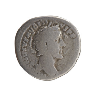Denarius of Antoninus Pius (86–161; Roman Emperor 138–161). Obverse: Head of Antoninus Pius in a