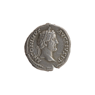 Denarius of Antoninus Pius (86–161; Roman emperor 138–161), c. 145–161. Obverse: Head of Antoninus