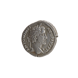 Denarius of Antoninus Pius (86–161; Roman emperor 138–161), obverse: head of Antoninus Pius in a