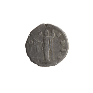 Denarius of Antoninus Pius (ruled 138–161 CE). Obverse: Head of Antoninus Pius in a laurel wreath