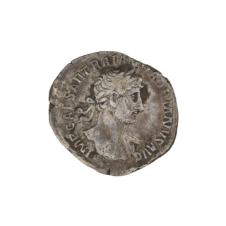 Denarius, Hadrian (76–138; Roman emperor 117–138). Obverse: bust of Hadrian with laurel wreath
