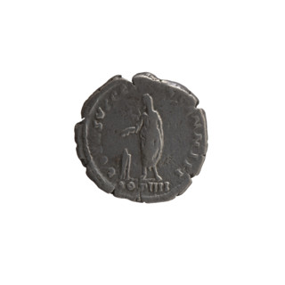 Denarius of Antoninus Pius (86–161; Roman emperor 138–161). Obverse: Head of the emperor with a