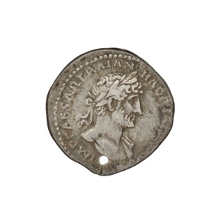 Denarius, Hadrian (76–138; Roman emperor 117–138). Obverse: Bust of Hadrian with laurel wreath