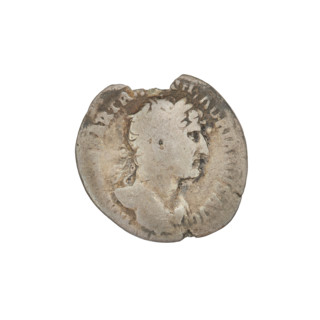 Denarius of Hadrian (76–138 CE; Roman emperor 117–138). Obverse: Bust of Hadrian with laurel wreath