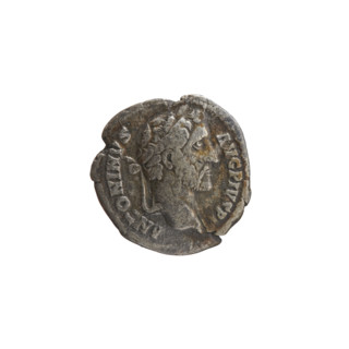 Denarius of Antoninus Pius (86–161; Roman Emperor 138–161), c. 145–161. Obverse: head of Antoninus