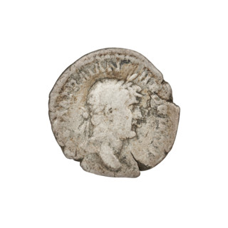 Denarius of Hadrian (reign 117–138). Obverse: Bust of Hadrian with laurel wreath facing right; rim