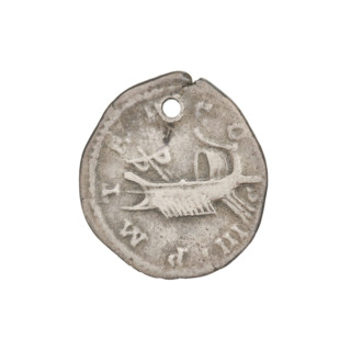 Denarius of Hadrian (76–138; Roman emperor 117–138). Obverse: bust of Hadrian with laurel wreath