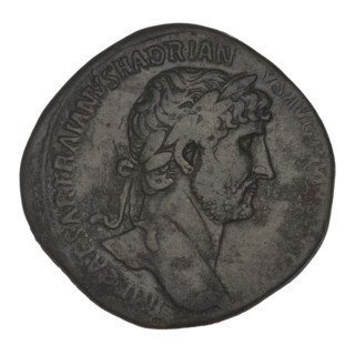 Sestertius, Hadrian (76–138; Roman emperor 117–138). Obverse: Bust of Hadrian with a laurel wreath
