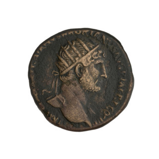 dupondius, Hadrian (76–138; Roman emperor 117–138); Obv.: Bust of Hadrian with radiant crown facing