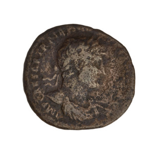 Hadrian (76–138; Roman emperor 117–138). Obverse: Bust of Hadrian with radiant crown facing right;